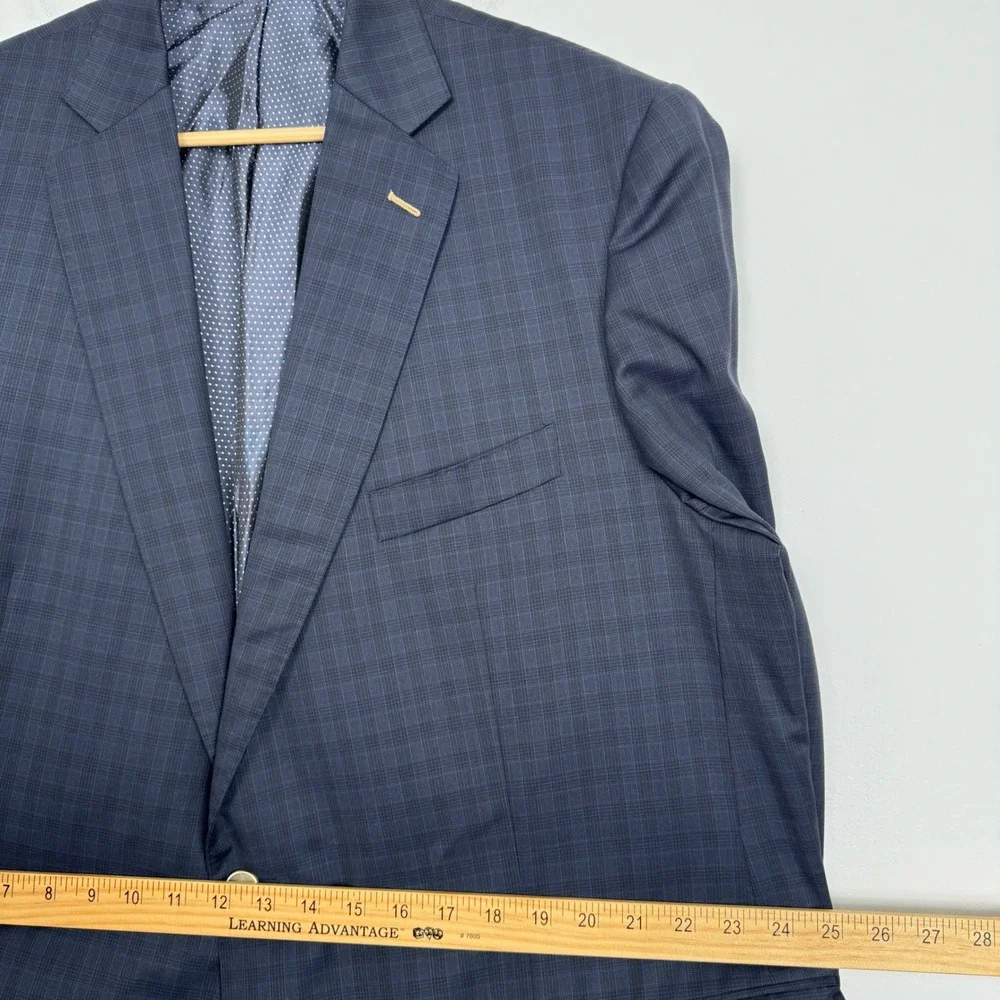 J. Hilburn Vitale Barberis Canonico Wool Blazer‎ Navy Plaid 47L Classic Fit